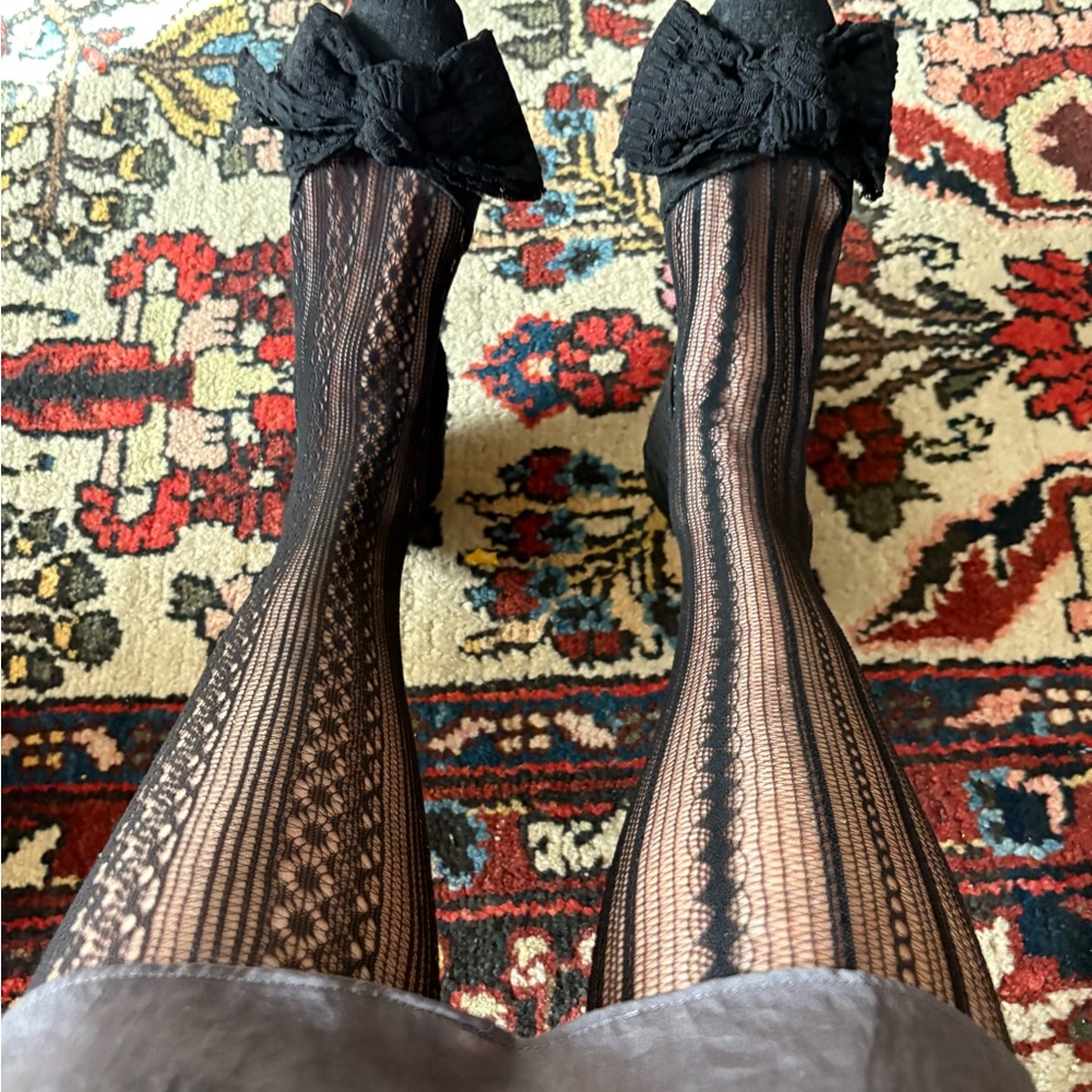 Black Lace Bow Flats